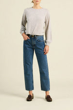 Trovata Kate Sweater Grey lightweight relaxed crewneck silhouette with ribbed neckline womens western clothing