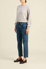Trovata Kate Sweater Grey fine knit cashmere with ribbed cuffs and hem western fashion Kamas