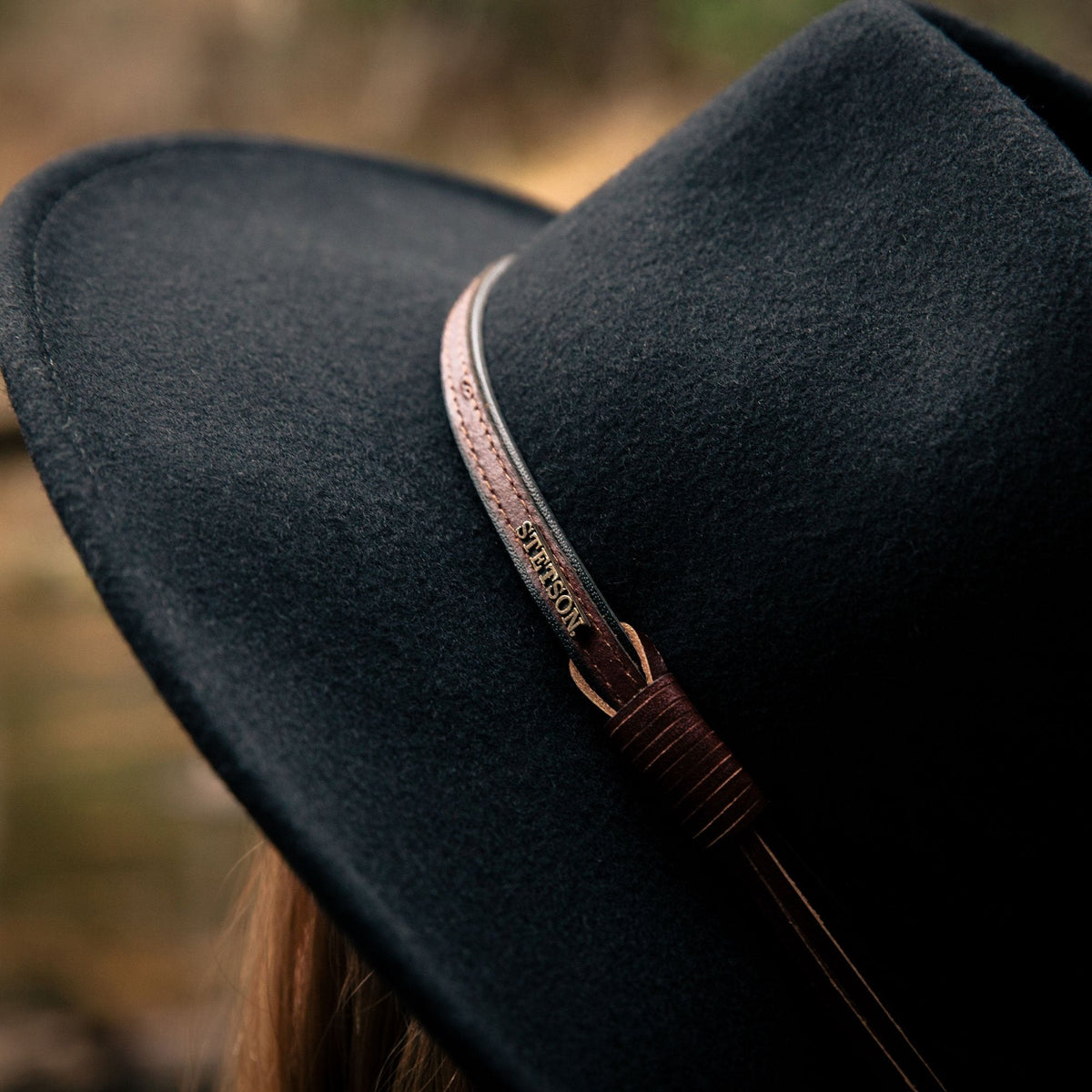 Stetson Bozeman Outdoor Hat Black four inch pinch front crown with a three and a quarter inch brim