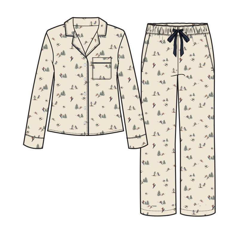 Pendleton Womens Ecru Ski Pajama Set