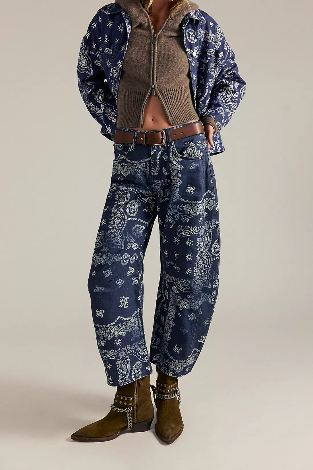 Free People Opal Swing Printed Denim Jacket