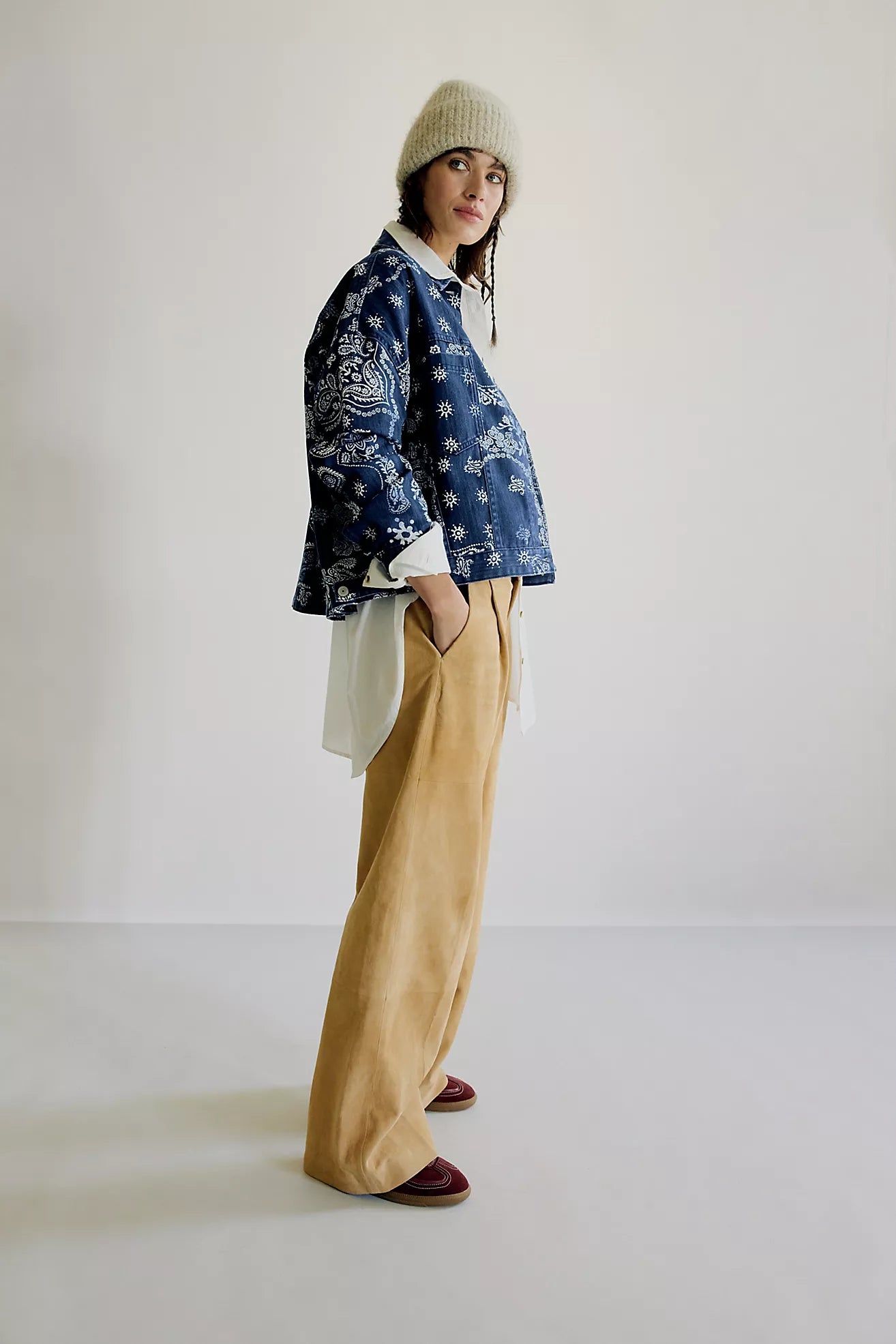 Free People Opal Swing Printed Denim Jacket