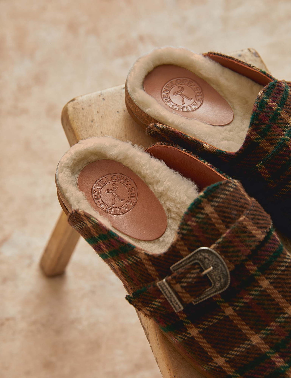 Penelope Chilvers Wyoming Tartan Slide cabin cozy lounging slipper for Park City winters