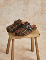 Penelope Chilvers Wyoming Tartan Slide brown checked flannel slipper slide womens western boutique Utah SKU WWYOMTEXAW26