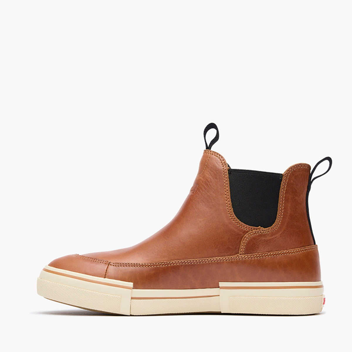 XTRATUF Mens Leather Chelsea Ankle Deck Boot Cashew clean stitched leather upper over a cupsole midsole for everyday wear Park City