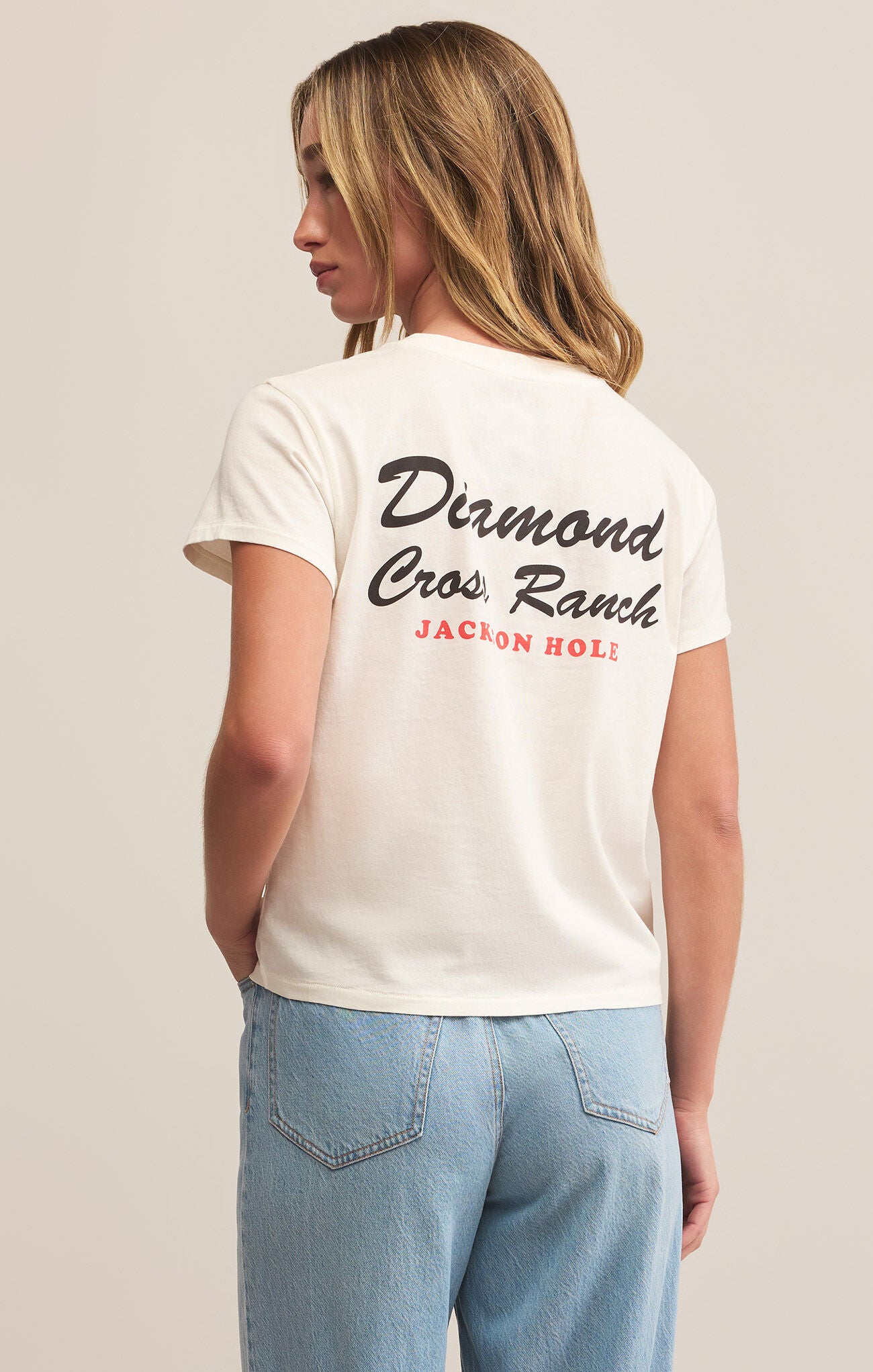 Diamond Cross Ranch z supply cowboys tourist tee womens detail womens western viral t-shirt top buy now at Bolt Ranch Store free shipping