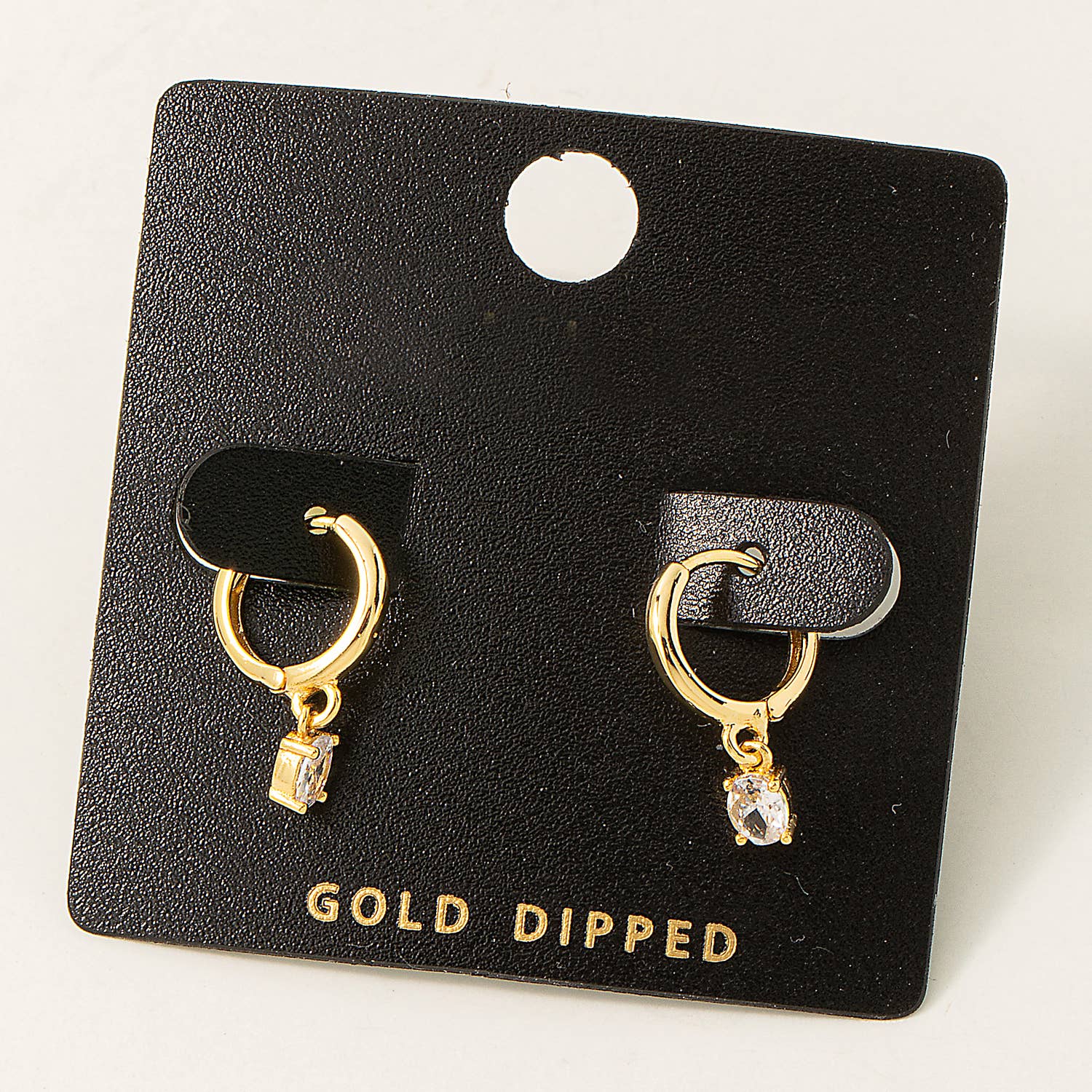 Gold Dipped Mini Rhinestone Huggie Earrings